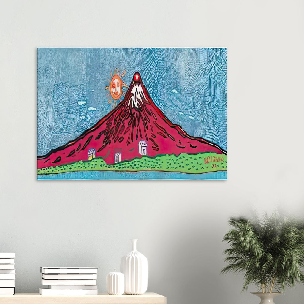 Yayoi Kusama canvas print — Mt. Fuji in Seven Colours: Mt. Fuji I Love is Kusama’s red interpretation of the celebrated Japanese mountain. The