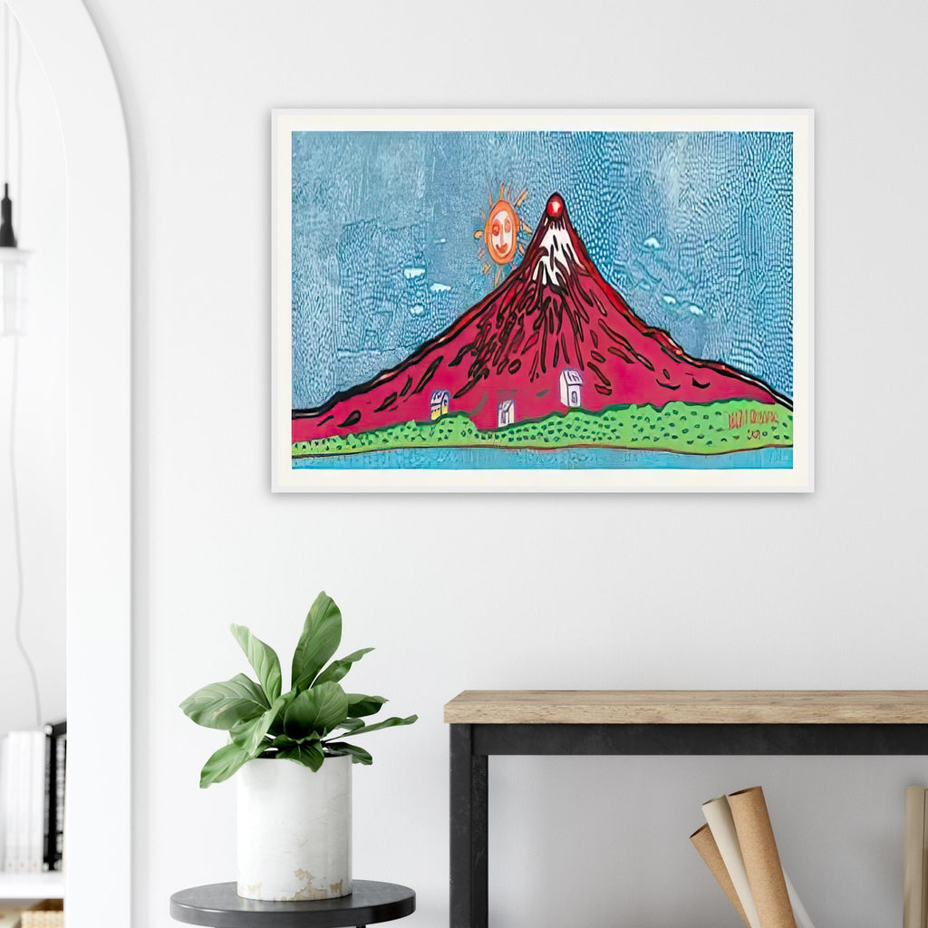 Yayoi Kusama framed print — Mt. Fuji in Seven Colours: Mt. Fuji I Love is Kusama’s red interpretation of the celebrated Japanese mountain. The