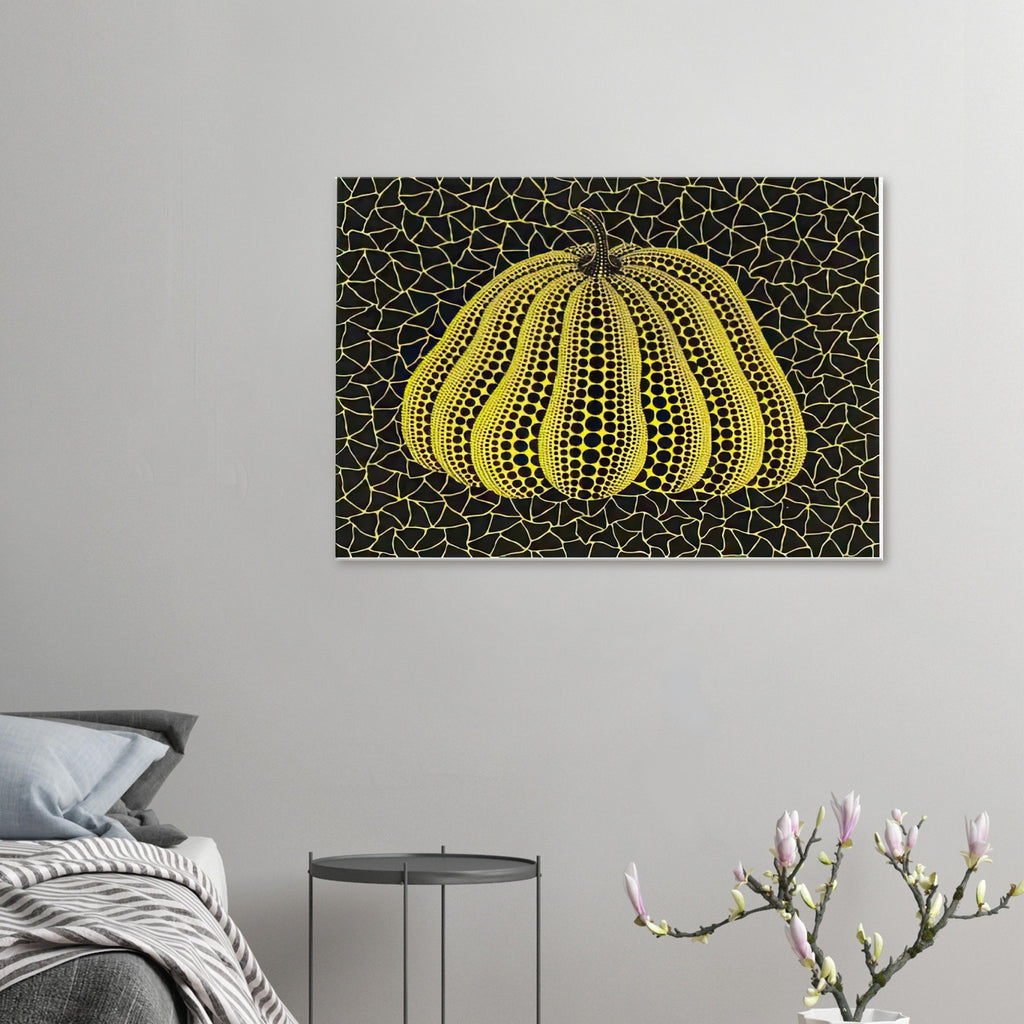 Yayoi Kusama canvas print — Pumpkin (YB-D) is one precisely named variation on Yayoi Kusama’s iconic pumpkin theme