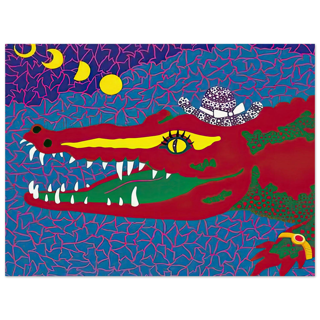 Yayoi Kusama poster — Lunar Eclipse draws on a celestial event in which one form interrupts another, creating an image of concealment and change, 15x20 cm / 6x8″