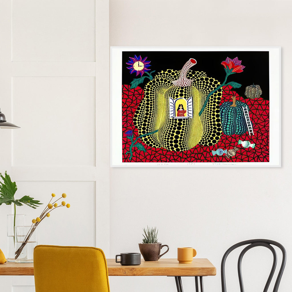 Yayoi Kusama framed print — Hello (Image 2) is presented here as a poster based on Yayoi Kusama’s artwork