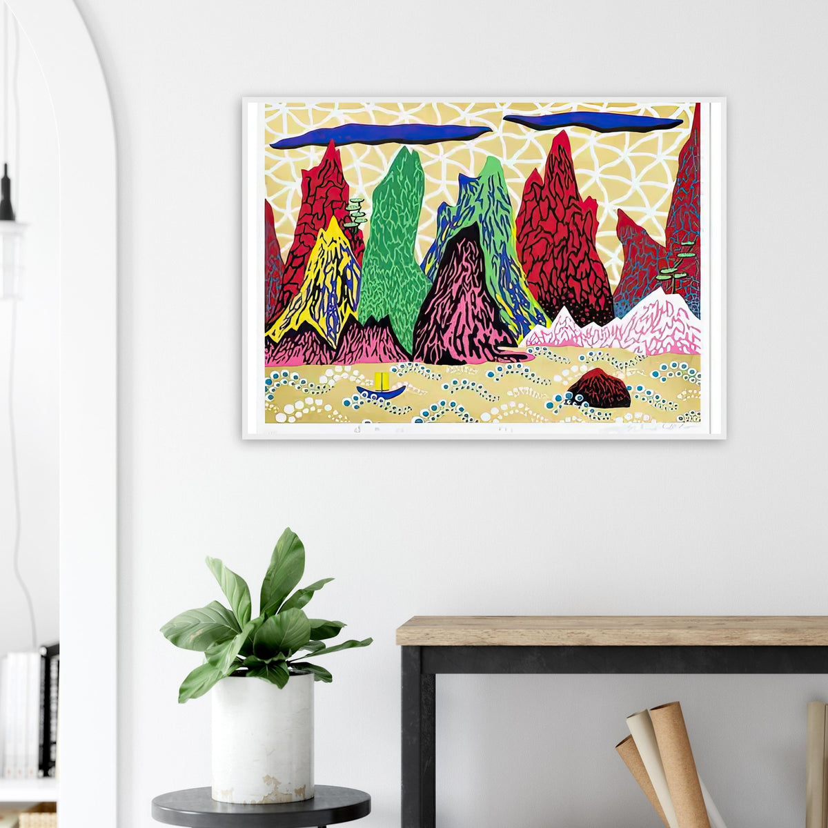 Yayoi Kusama framed print — Yangtze River identifies one of Asia’s great waterways, bringing a geographical and atmospheric subject into Kusama’s oeuvre