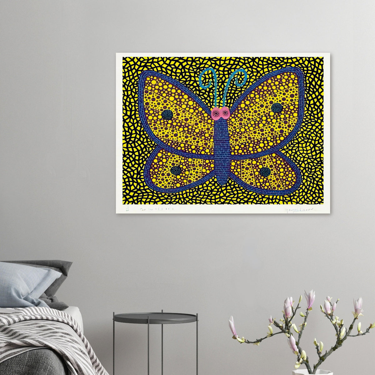 Yayoi Kusama poster — Papillon I from Amour pour Toujours explores the butterfly as a symbol of delicacy and transformation