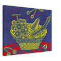 Yayoi Kusama canvas print — Fruit Basket (1) by Yayoi Kusama explores one of the artist’s recurring subjects: the abundance of ordinary fruit, 45x60 cm / 18x24″