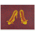 Yayoi Kusama poster — High Heels (1) makes a fashion accessory the protagonist of a Kusama print, 15x20 cm / 6x8″