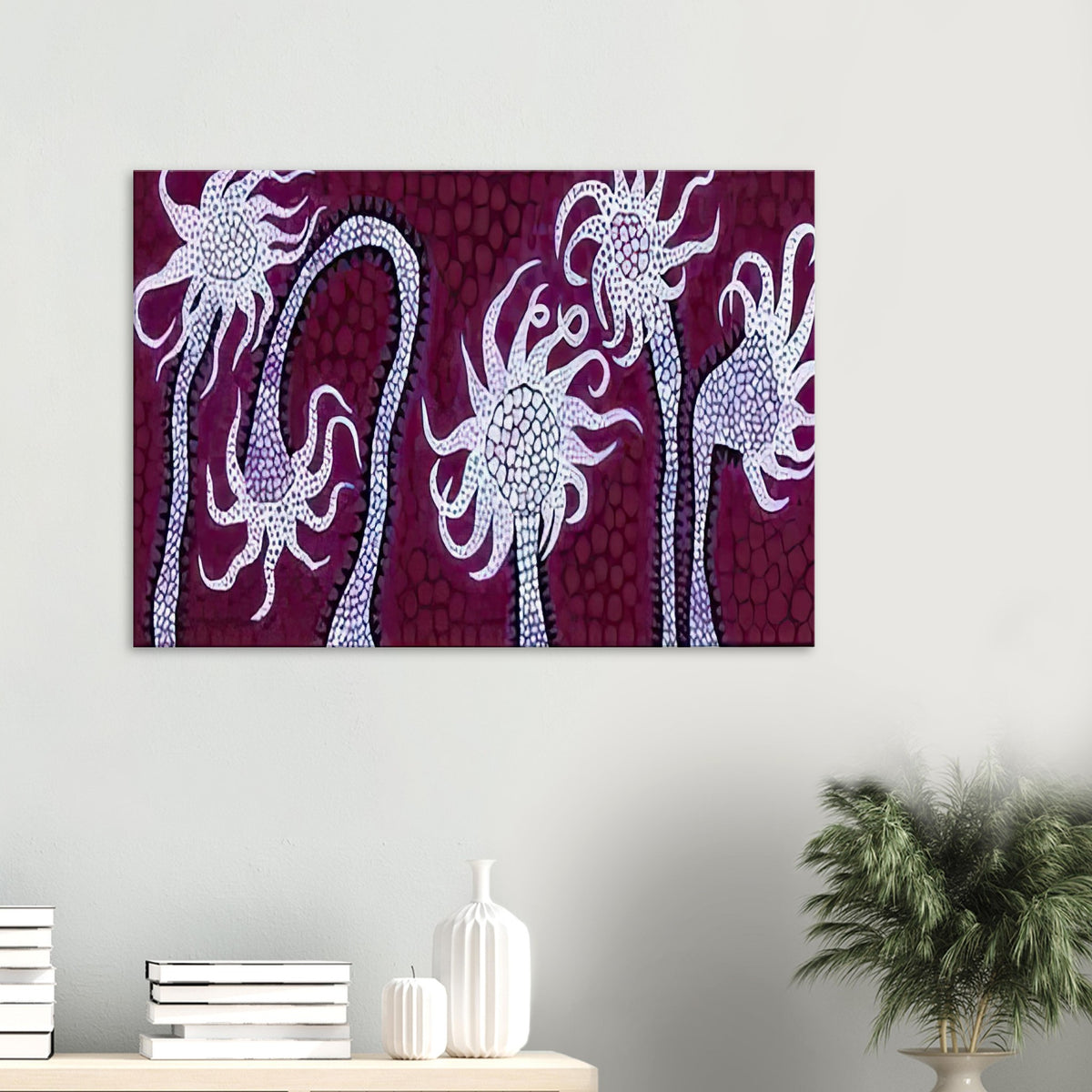 Yayoi Kusama canvas print — Night Flowers (A) explores the mystery of blossoms after dark