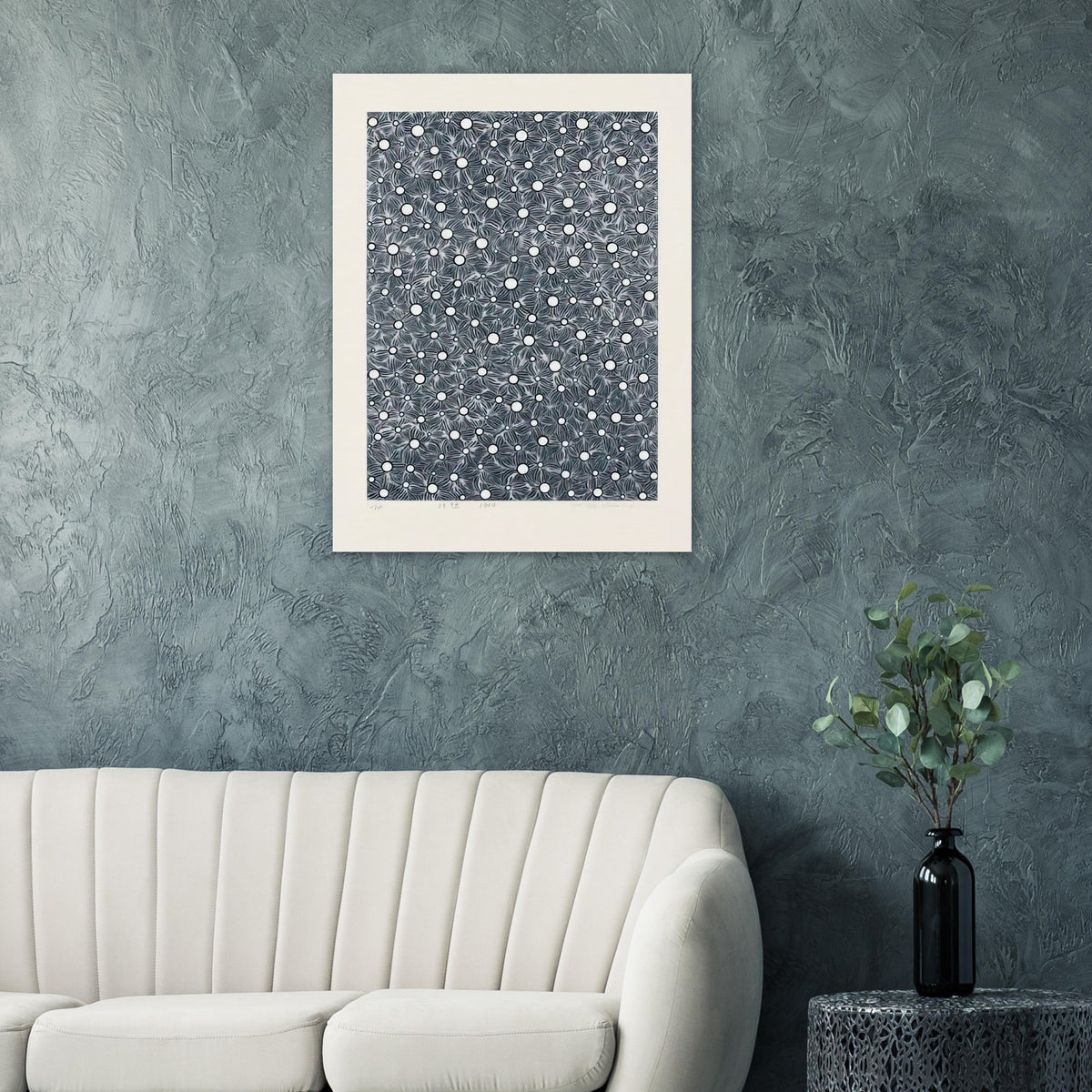 Yayoi Kusama poster — The title Meditation frames this artwork as an exercise in focused looking