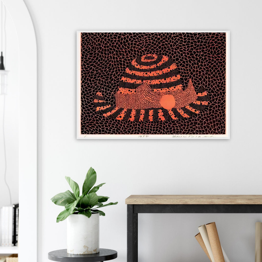 Yayoi Kusama framed print — Hat (2) turns an everyday hat into a subject for playful observation