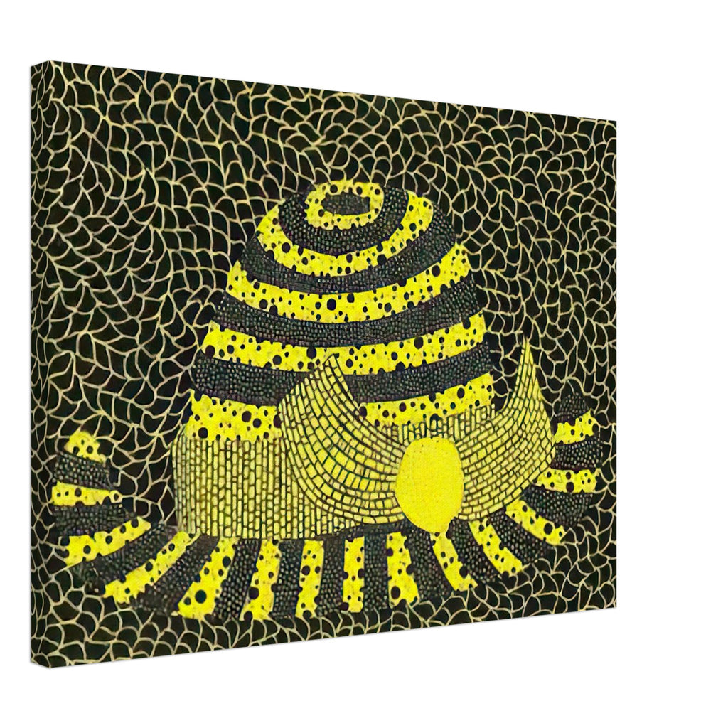 Yayoi Kusama canvas print — Hat (3) turns an everyday hat into a subject for playful observation, 45x60 cm / 18x24″