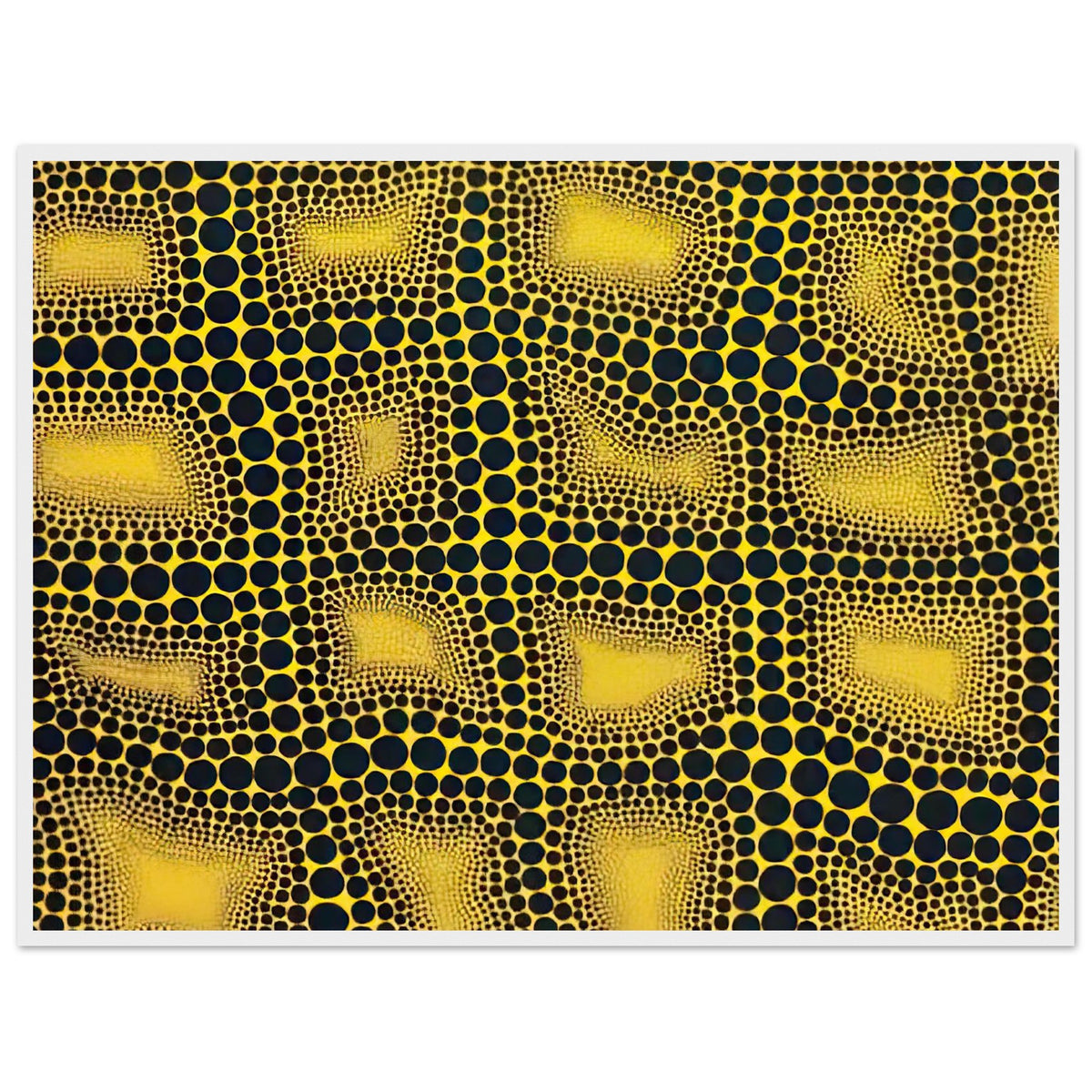 Yayoi Kusama framed print — Town introduces a built environment into Kusama’s range of natural and domestic subjects, white frame, 60x80 cm / 24x32″