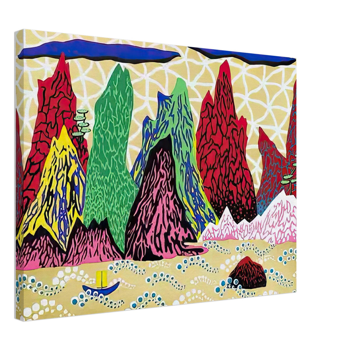 Yayoi Kusama canvas print — Yangtze River identifies one of Asia’s great waterways, bringing a geographical and atmospheric subject into Kusama’s oeuvre, 45x60 cm / 18x24″
