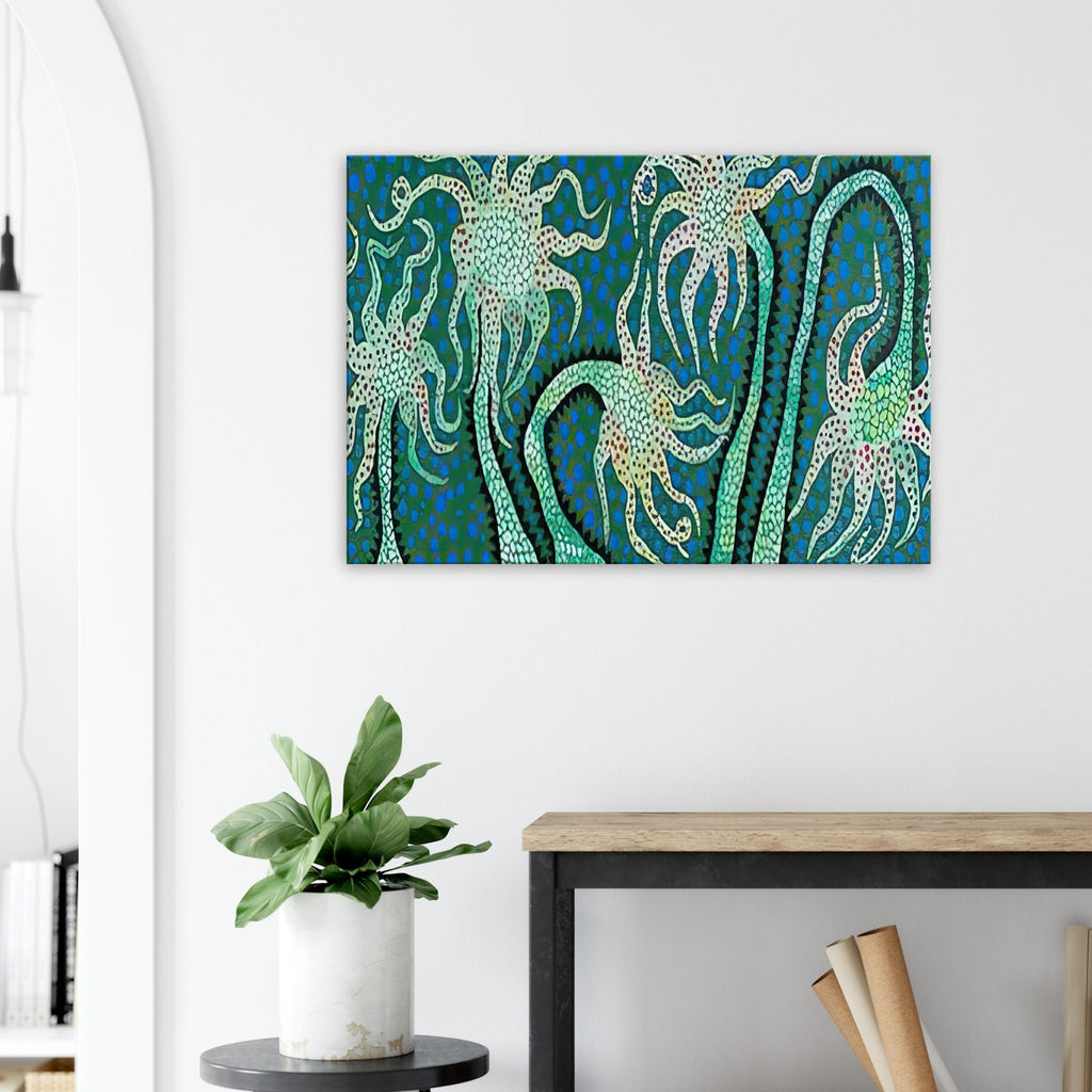 Yayoi Kusama canvas print — Night Flowers (B) explores the mystery of blossoms after dark