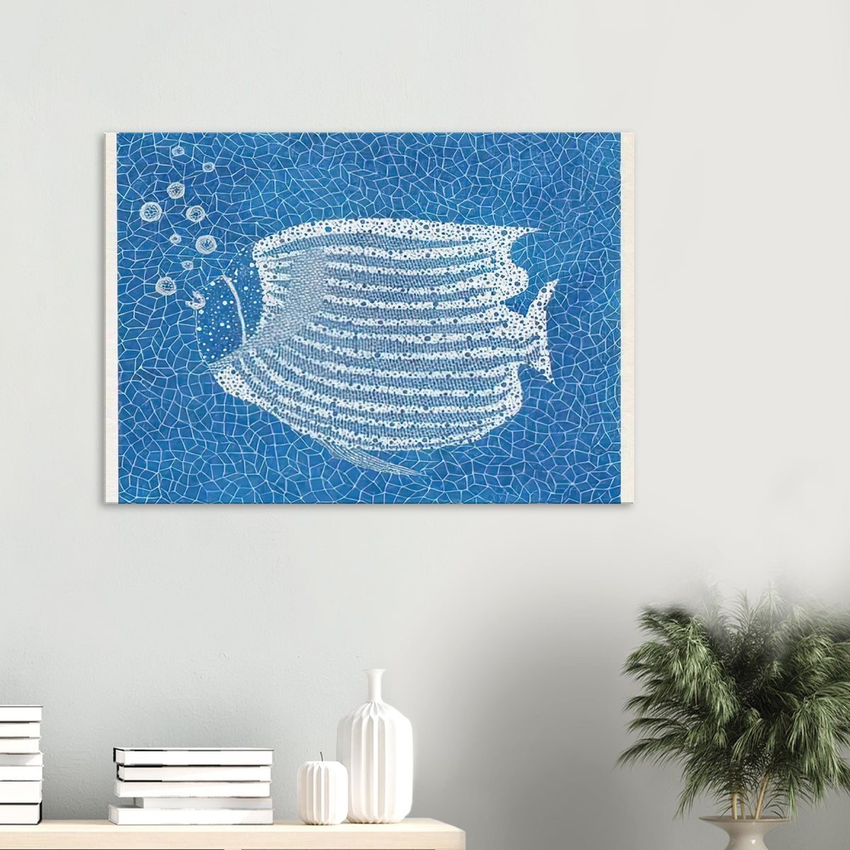 Yayoi Kusama canvas print — Fish (2) gives the fish’s streamlined body and sense of underwater movement a graphic role