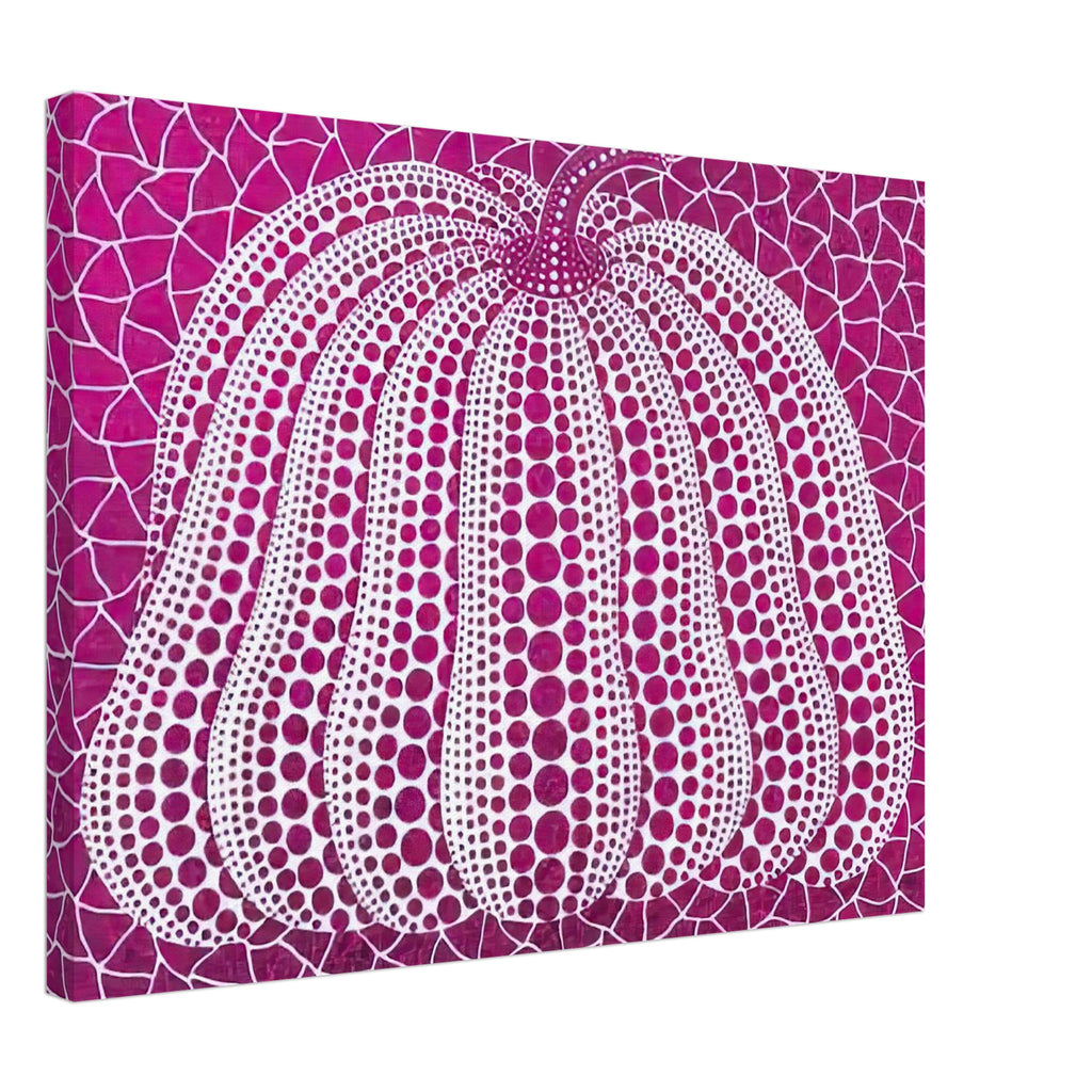 Yayoi Kusama canvas print — Pumpkin Purple presents Kusama’s familiar pumpkin through an explicitly purple variation, 45x60 cm / 18x24″