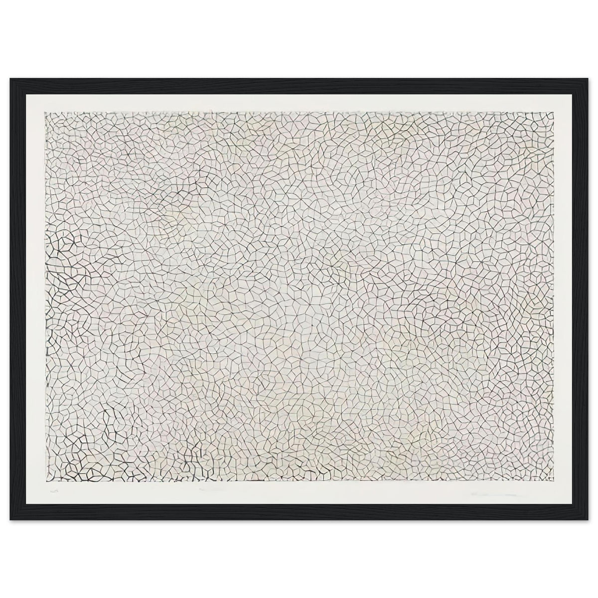 Yayoi Kusama framed print — Infinity Nets (Image 3) explores Kusama’s Infinity Net as a field built from countless repeated marks, black frame, 30x40 cm / 12x16″
