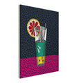 Yayoi Kusama canvas print — A glass of lemon squash sits within a patterned field, with the drink’s outline interrupted by repeated spots, 45x60 cm / 18x24″