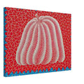 Yayoi Kusama canvas print — Citrouille II from Amour pour Toujours gives Kusama’s beloved pumpkin a celebratory role within a portfolio devoted to love, 45x60 cm / 18x24″