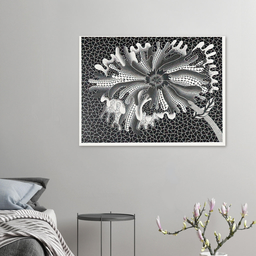 Yayoi Kusama poster — Flower (XL) treats a single flowering motif as a complete visual world