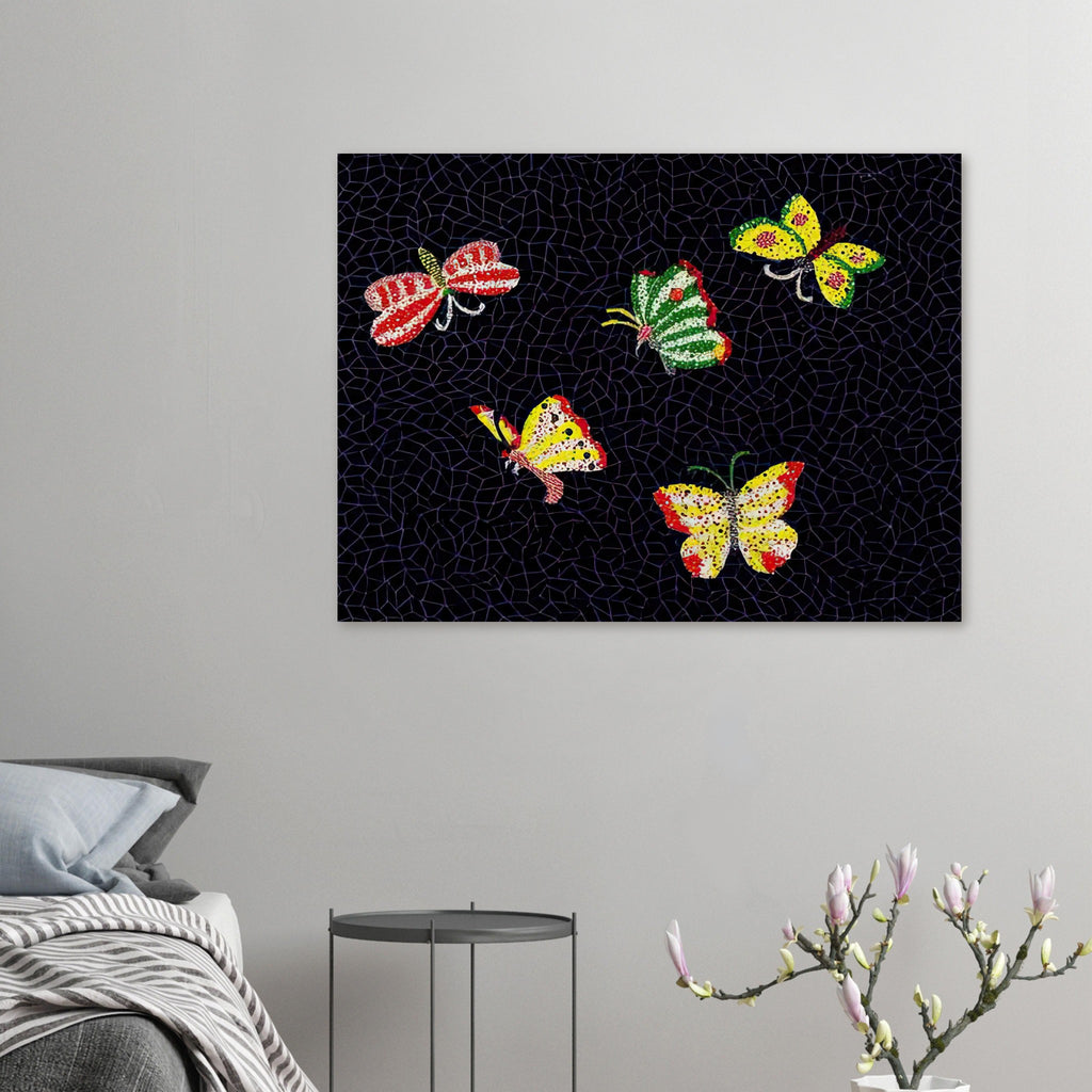 Yayoi Kusama poster — Butterfly [Kusama 82] by Yayoi Kusama takes the lightness of a butterfly and gives it graphic intensity through pattern