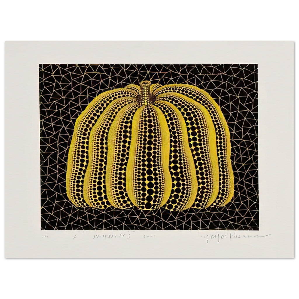 Yayoi Kusama poster — Pumpkin (Y) is one precisely named variation on Yayoi Kusama’s iconic pumpkin theme, 15x20 cm / 6x8″