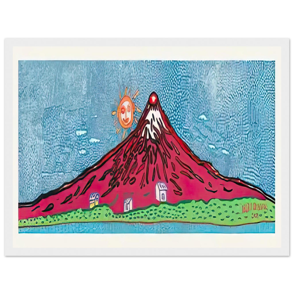 Yayoi Kusama framed print — Mt. Fuji in Seven Colours: Mt. Fuji I Love is Kusama’s red interpretation of the celebrated Japanese mountain. The, white frame, 30x40 cm / 12x16″