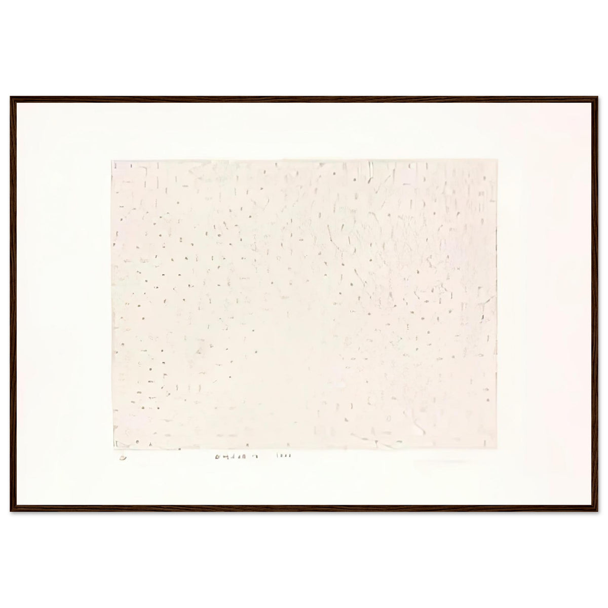 Yayoi Kusama framed print — Infinity Nets (B) [Kusama 204] explores Kusama’s Infinity Net as a field built from countless repeated marks, dark wood frame, 70x100 cm / 28x40″