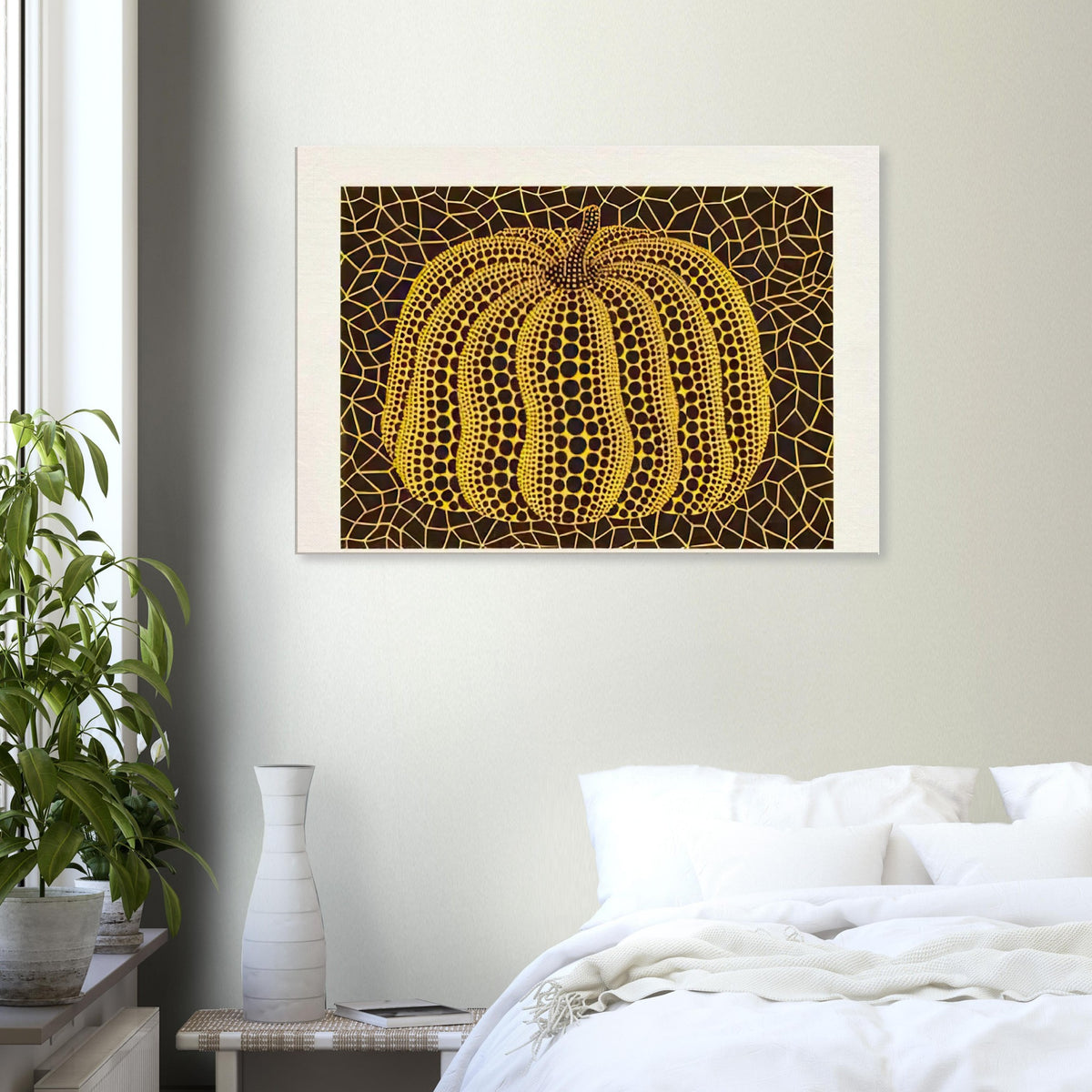 Yayoi Kusama canvas print — Small Pumpkin focuses on a compact, approachable version of Kusama’s most familiar motif