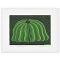 Yayoi Kusama framed print — Pumpkin 2000 (Green) uses a green treatment to reinterpret one of Kusama’s most affectionate subjects, white frame, 30x40 cm / 12x16″