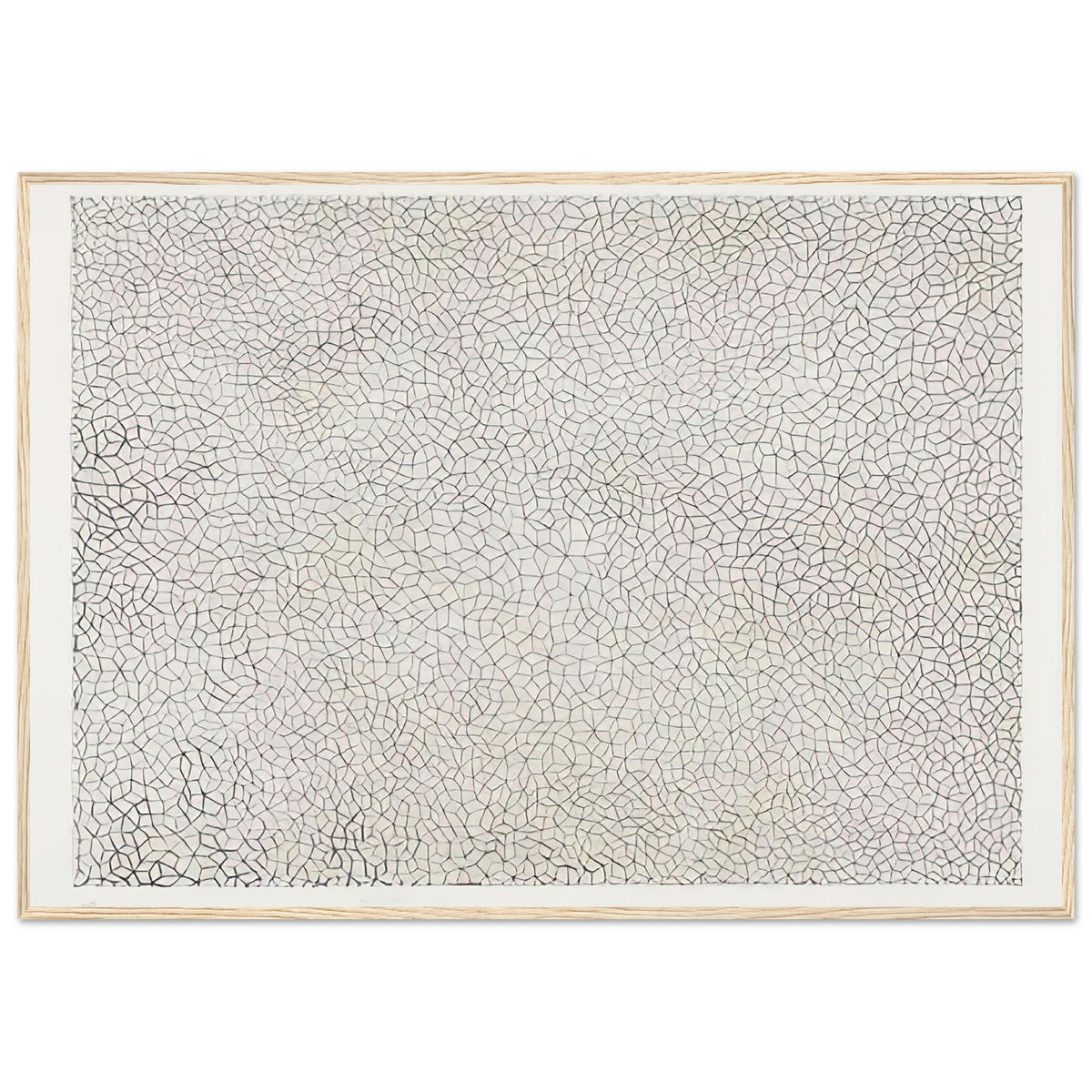 Yayoi Kusama framed print — Infinity Nets (Image 3) explores Kusama’s Infinity Net as a field built from countless repeated marks, wood frame, 70x100 cm / 28x40″