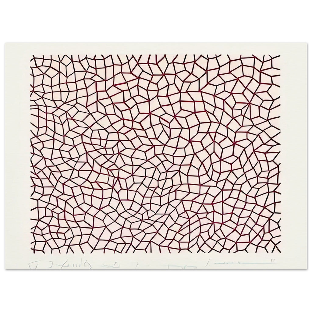 Yayoi Kusama poster — Infinity Nets (1958) [Kusama 14] explores Kusama’s Infinity Net as a field built from countless repeated marks, 15x20 cm / 6x8″