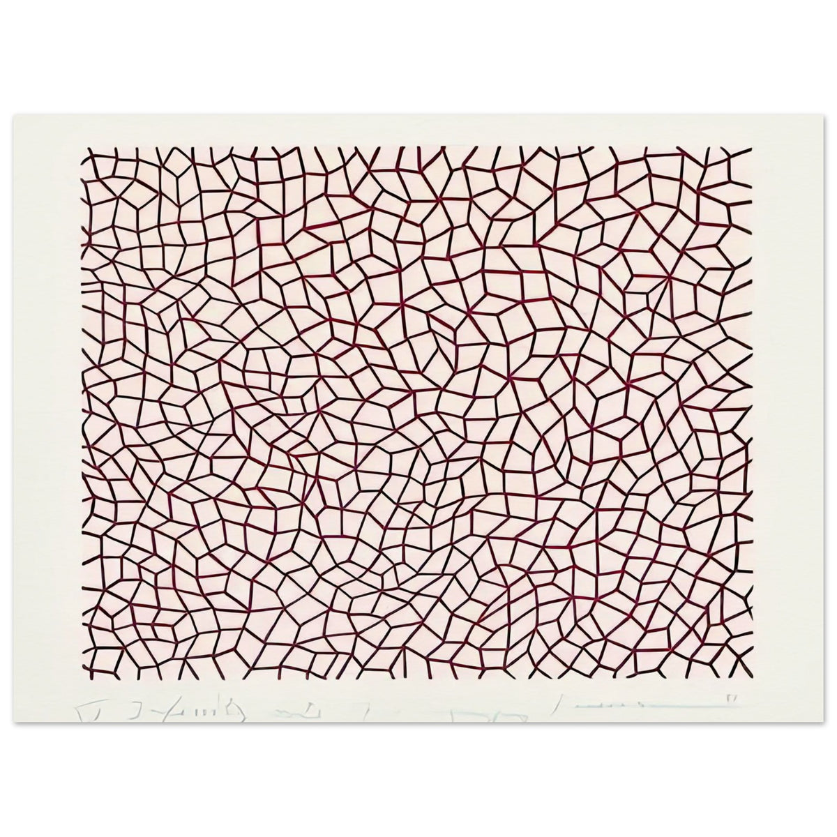 Yayoi Kusama poster — Infinity Nets (1958) [Kusama 14] explores Kusama’s Infinity Net as a field built from countless repeated marks, 15x20 cm / 6x8″