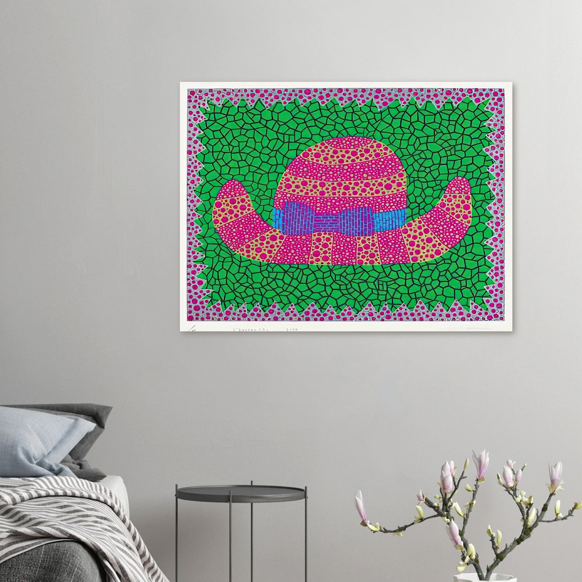 Yayoi Kusama poster — Hat II turns an everyday hat into a subject for playful observation