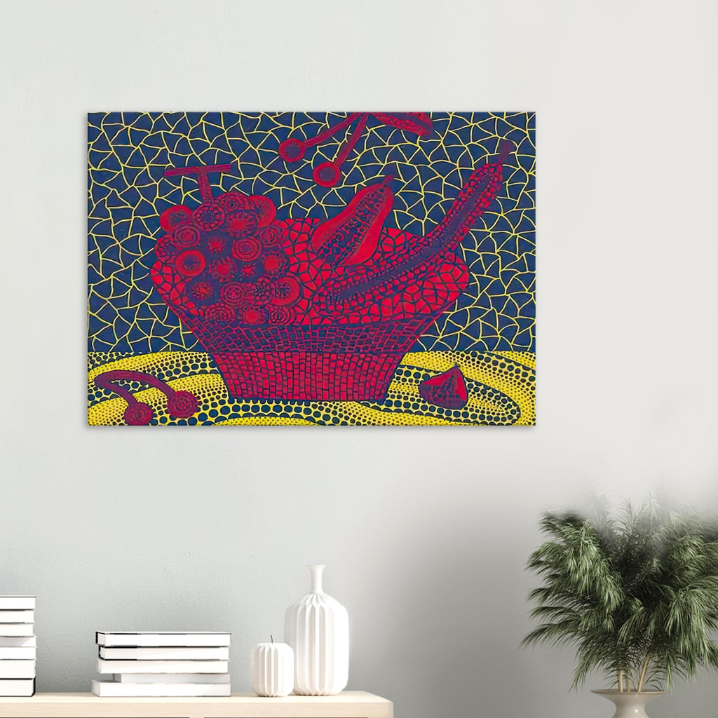 Yayoi Kusama canvas print — Fruit Basket (5) by Yayoi Kusama explores one of the artist’s recurring subjects: the abundance of ordinary fruit