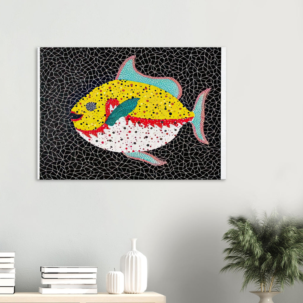 Yayoi Kusama canvas print — Fish gives the fish’s streamlined body and sense of underwater movement a graphic role