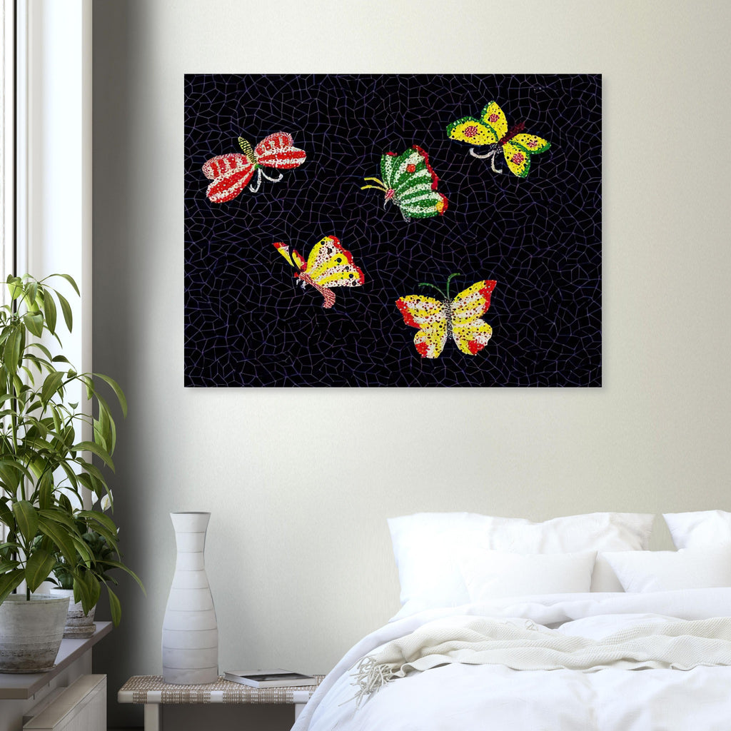 Yayoi Kusama poster — Butterfly [Kusama 82] by Yayoi Kusama takes the lightness of a butterfly and gives it graphic intensity through pattern
