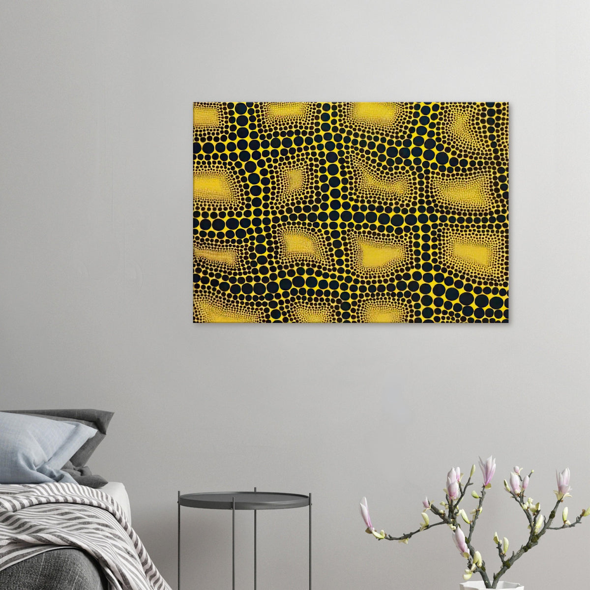 Yayoi Kusama canvas print — Town introduces a built environment into Kusama’s range of natural and domestic subjects
