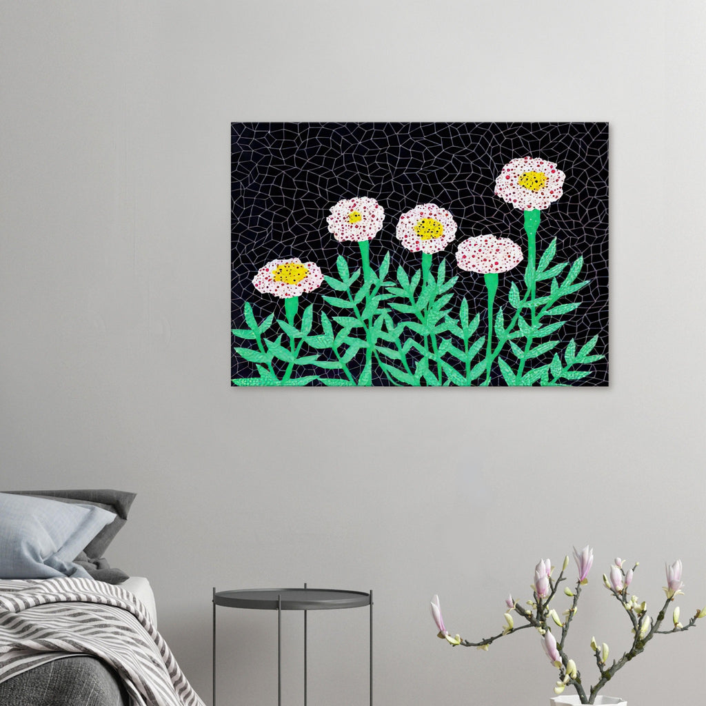 Yayoi Kusama canvas print — Flowers 1 places blooming forms at the center of the composition