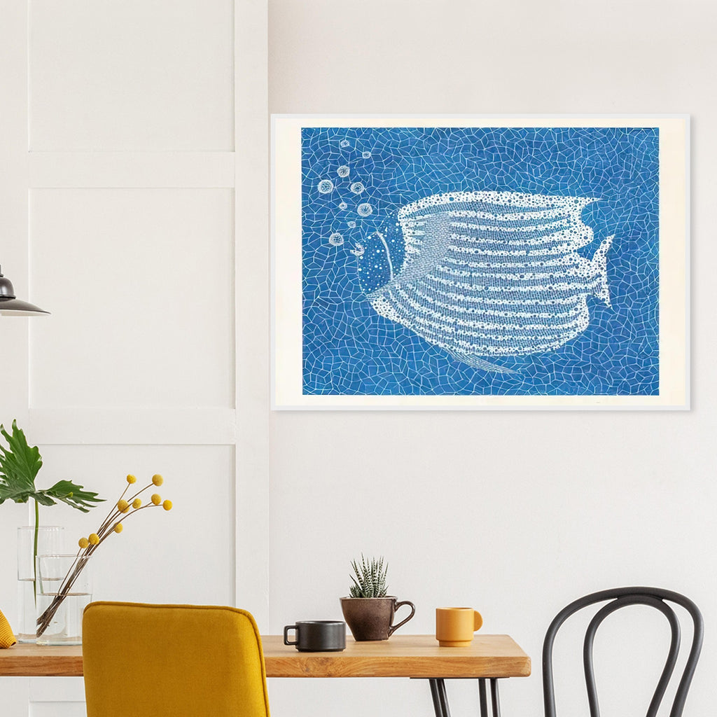 Yayoi Kusama framed print — Fish (2) gives the fish’s streamlined body and sense of underwater movement a graphic role