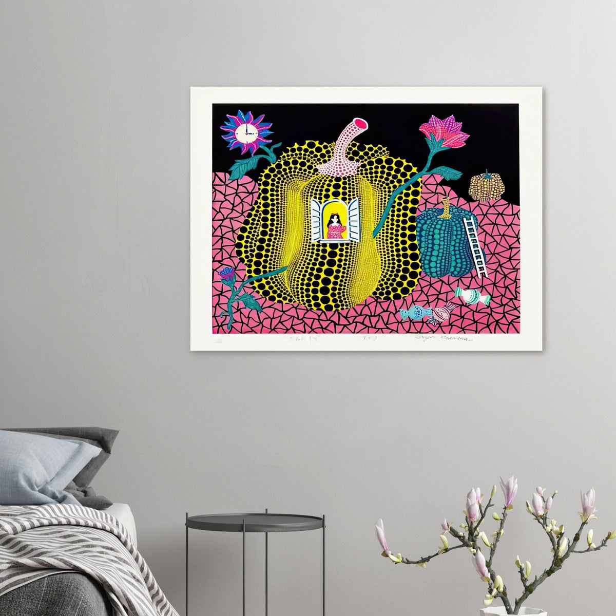 Yayoi Kusama poster — Hello (Image 1) is presented here as a poster based on Yayoi Kusama’s artwork
