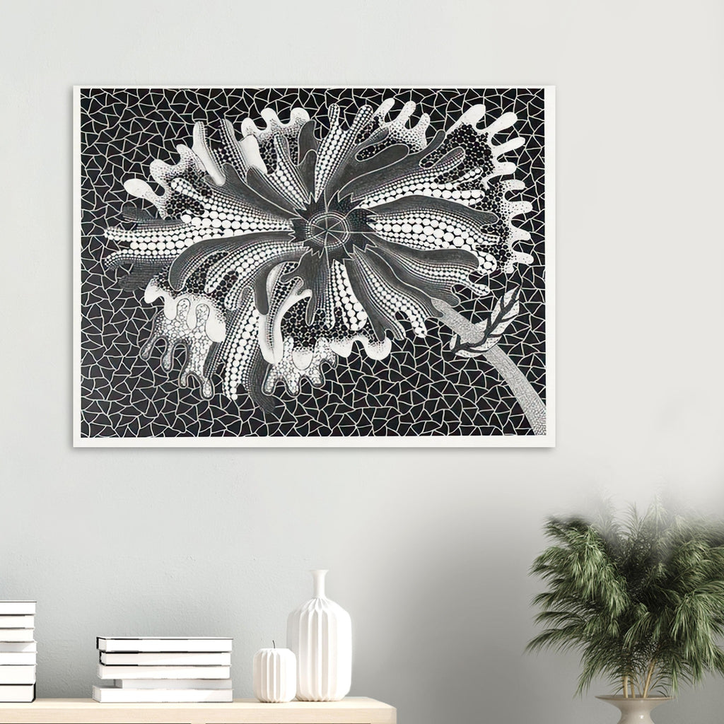 Yayoi Kusama poster — Flower (XL) treats a single flowering motif as a complete visual world