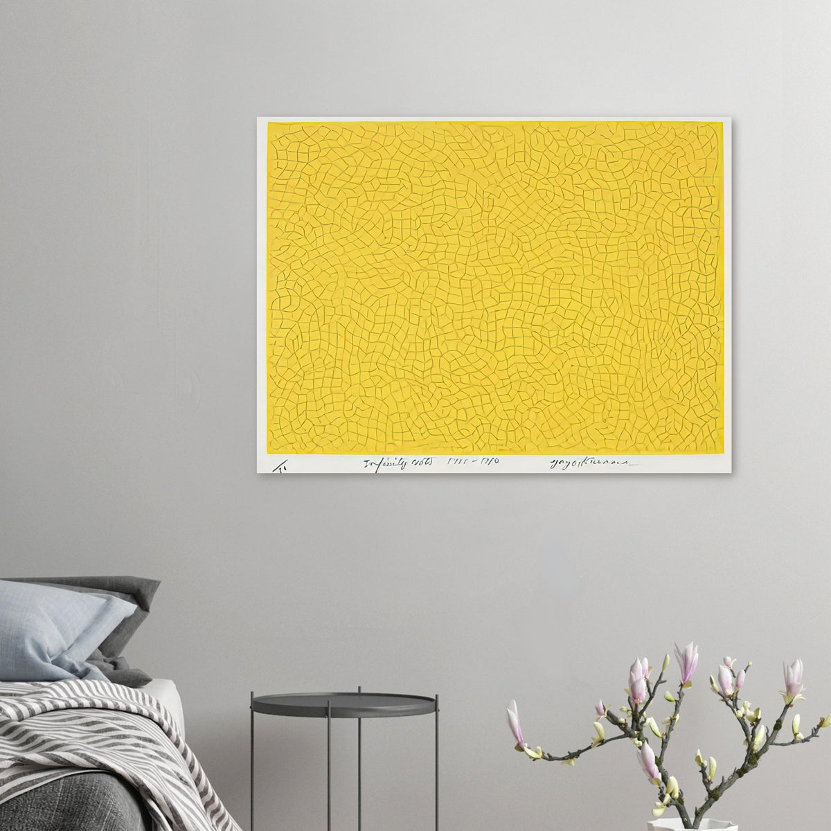 Yayoi Kusama poster — Infinity Nets (Image 6) explores Kusama’s Infinity Net as a field built from countless repeated marks