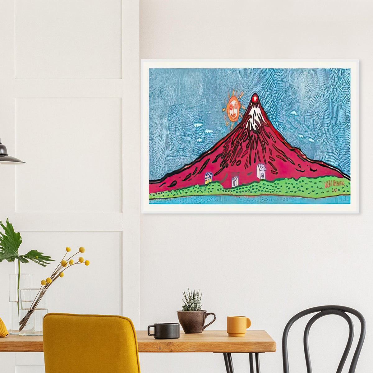 Yayoi Kusama framed print — Mt. Fuji in Seven Colours: Mt. Fuji I Love is Kusama’s red interpretation of the celebrated Japanese mountain. The