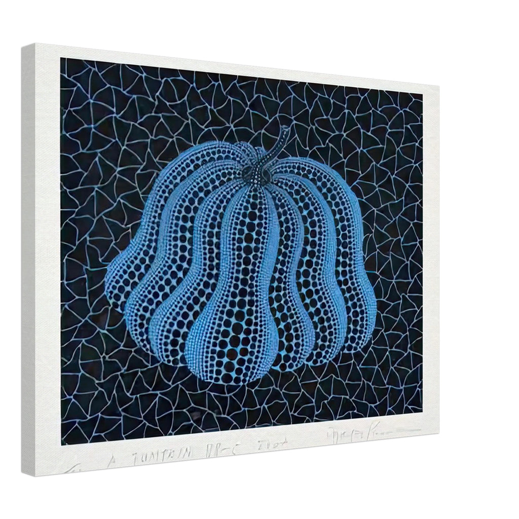 Yayoi Kusama canvas print — Pumpkin (BB-C) [Kusama 330] revisits Kusama’s best-known vegetable through the relationship between its distinctive form and repeating ornament, 45x60 cm / 18x24″