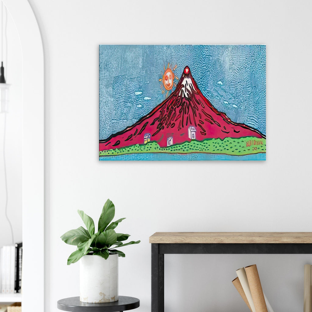 Yayoi Kusama canvas print — Mt. Fuji in Seven Colours: Mt. Fuji I Love is Kusama’s red interpretation of the celebrated Japanese mountain. The