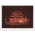 Yayoi Kusama framed print — Hat (2) turns an everyday hat into a subject for playful observation, white frame, 30x40 cm / 12x16″