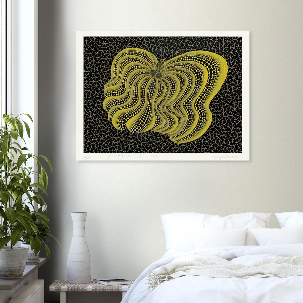 Yayoi Kusama poster — Dancing Pumpkin (YBL) [Kusama 320] presents the gourd as a figure in motion