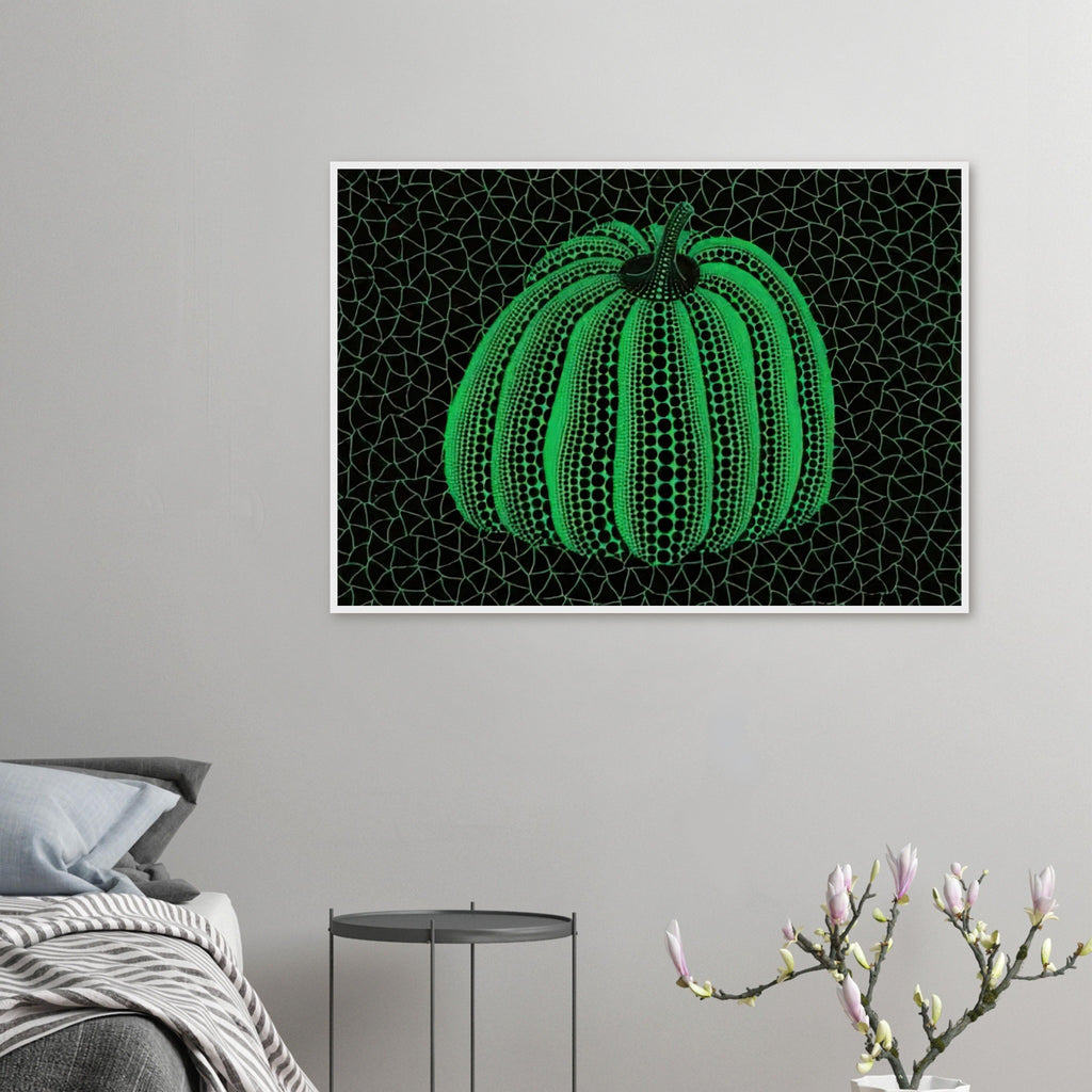 Yayoi Kusama framed print — Pumpkin (GY) is one precisely named variation on Yayoi Kusama’s iconic pumpkin theme