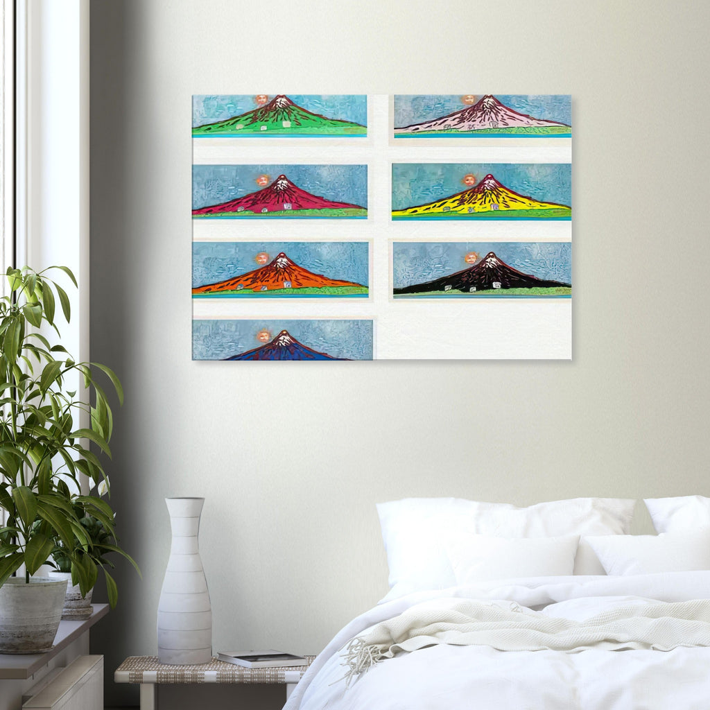 Yayoi Kusama canvas print — Mt. Fuji in Seven Colours (Complete Set) brings together seven distinct interpretations of Japan’s famous mountain. Rather than repeating a single landscape, Kusama