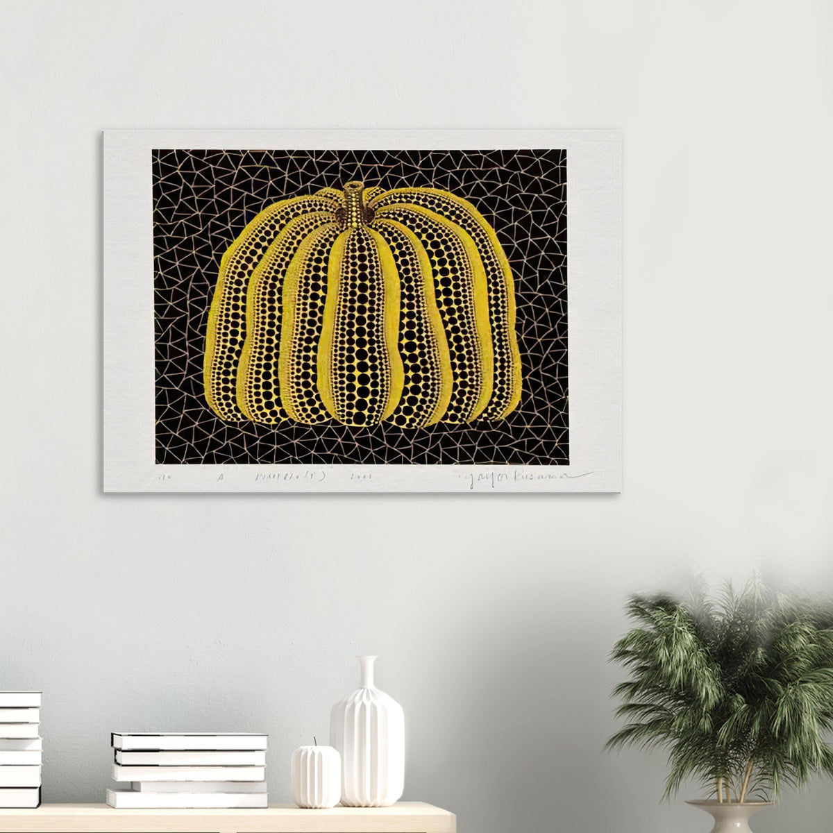 Yayoi Kusama canvas print — Pumpkin (Y) is one precisely named variation on Yayoi Kusama’s iconic pumpkin theme
