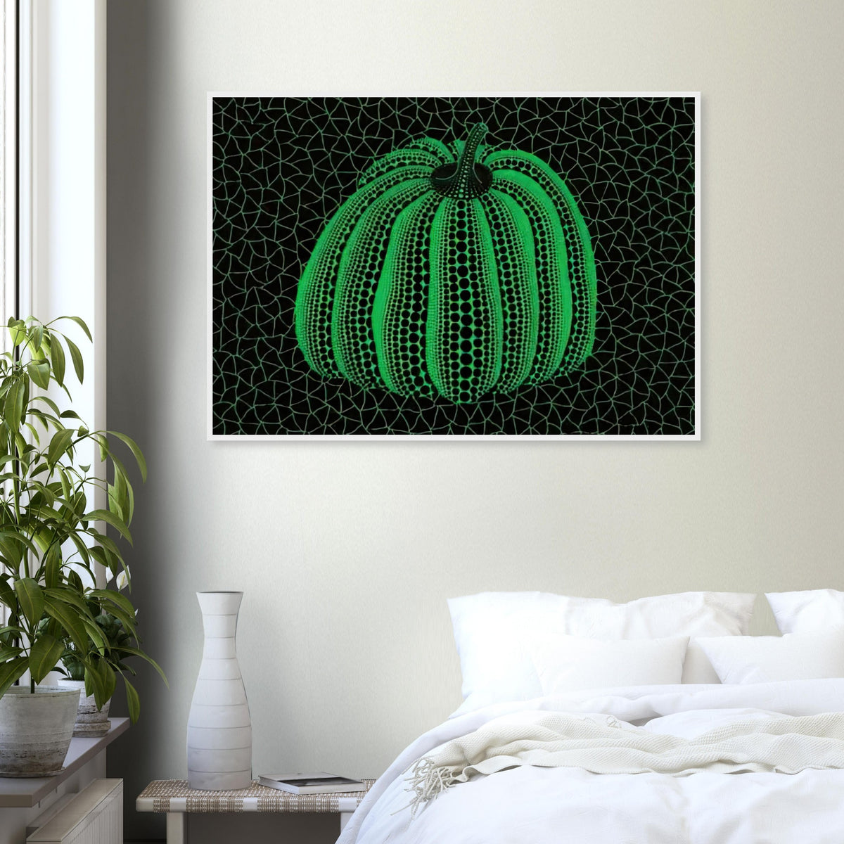 Yayoi Kusama framed print — Pumpkin (GY) is one precisely named variation on Yayoi Kusama’s iconic pumpkin theme